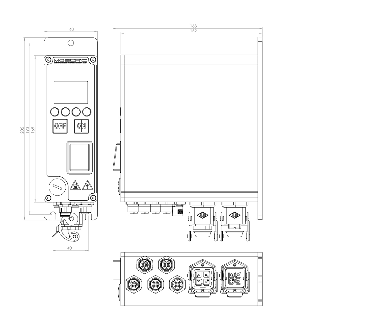 Technische Zeichnung IP 54 Version Technische Zeichnung IP 54 Version
