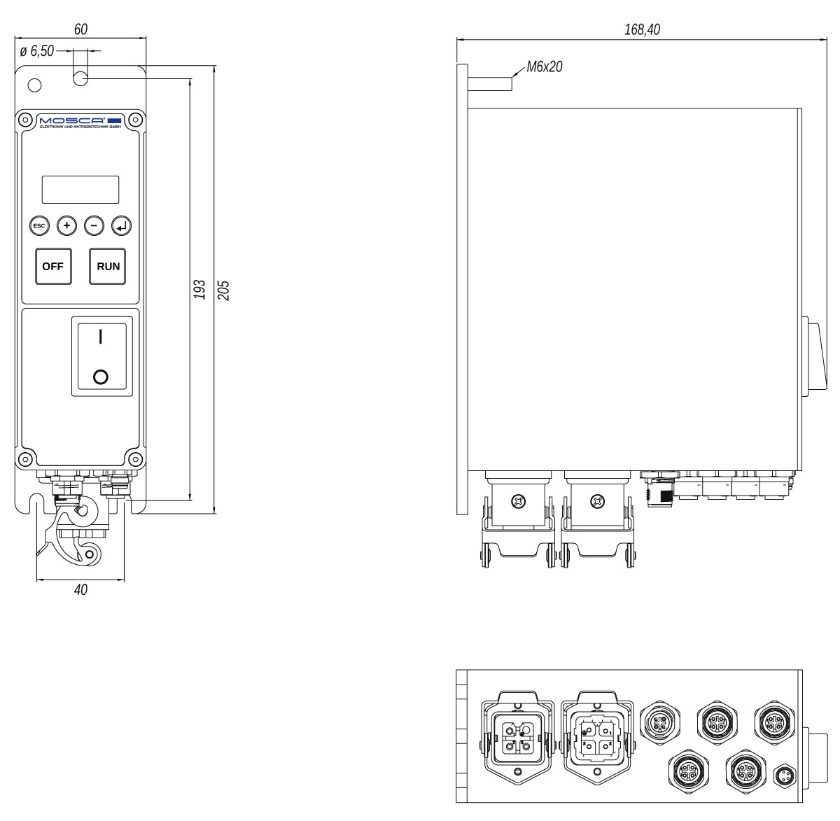 Technische Zeichnung Frequenzumrichter SP01075 Technische Zeichnung Frequenzumrichter SP01075